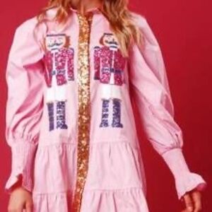 Women Mini Dress, nutcracker and gold sequin